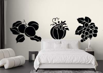 Flat vector cosmetic oil plants collection Wall mural