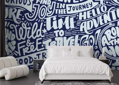 Wonderful adventure pattern. Hand drawn lettering and illustration. Wall mural