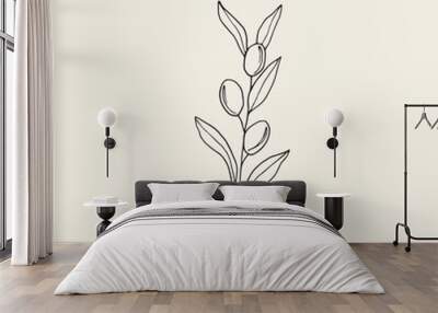 Hand drawn olive branch illustration Wall mural