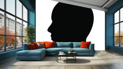 Human head profile black shadow silhouette vector illustration isolated on white background. Head icon. Wall mural