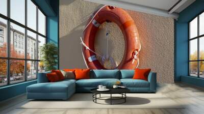 life buoy on the wall Wall mural