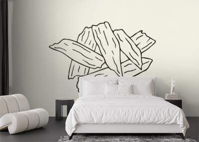 Line art agarwood vector illustration Wall mural