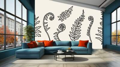 Line art fern branch illustration Wall mural