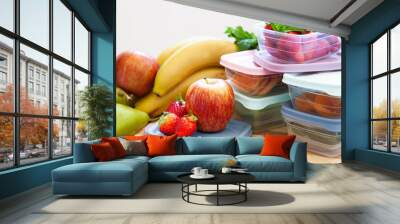 Filled plastic containers to save food and fruits fresh Wall mural