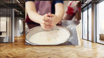 Pizza making workshop for children. Culinary training Wall mural