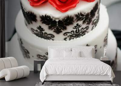 Delicious  black and white wedding cake Wall mural