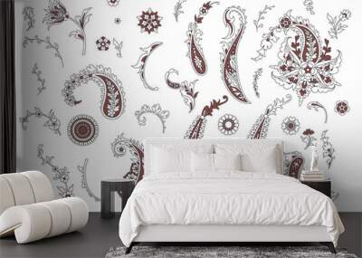 Set of traditional Indian paisley Wall mural