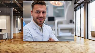 A man in a dentist's chair with his arms crossed Wall mural