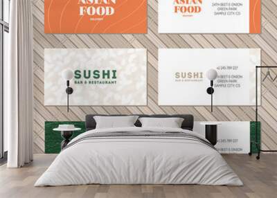 Sushi business card collection. Set of asian food identity cards. Wall mural