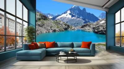 View Of Lac Blanc on a sunny summer morning, France Wall mural