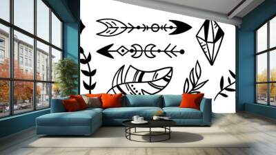 Boho line mystical and magical signs set Wall mural