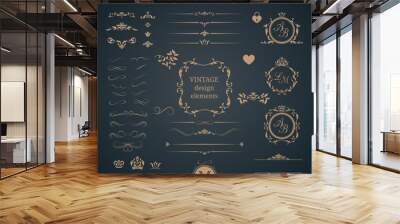 Vintage set of decorative elements Wall mural