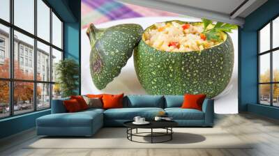 Round courgette stuffed rice and vegetables Wall mural