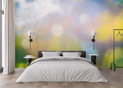 Abstract defocused nature background with colorful bokeh and sunshine Wall mural