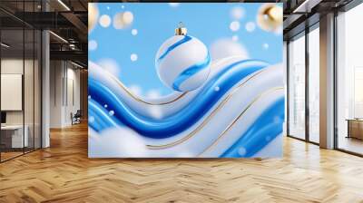 Christmas background in 3d style on pastel colors Wall mural