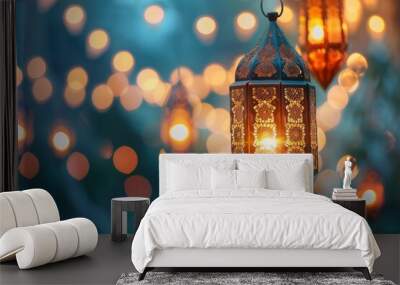 Islamic lantern background, Ramadan kareem and eid mubarak holiday concept Wall mural