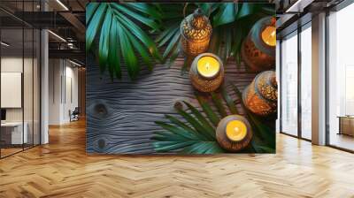 Islamic lantern background, Ramadan kareem and eid mubarak holiday concept Wall mural