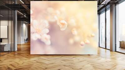 Small white summer flowers on a soft background Wall mural