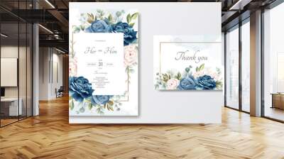 beautiful floral wreath wedding invitation card template Wall mural