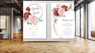 beautiful hand drawn floral wedding invitation card template Wall mural