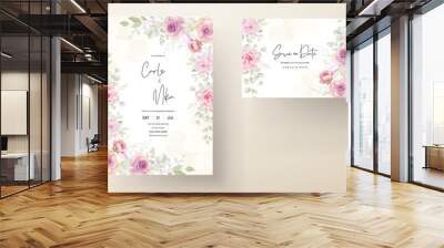 Beautiful soft flower wedding invitation card Wall mural