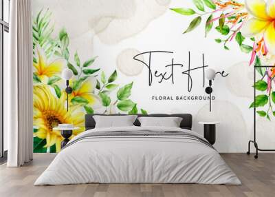 beautiful watercolor summer floral background Wall mural