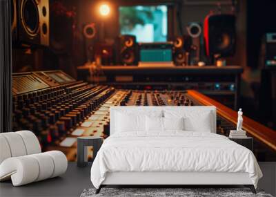 Sound studio scene. mixhng, dj concept. technician musical studio Wall mural