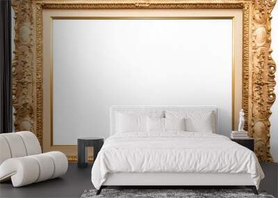 Golden vintage frame for paintings, mirrors, photos isolated on white background Wall mural