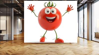 Funny 3d tomato character isolated on white background Wall mural