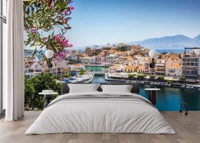 agios nikolaos city and voulismeni lake, crete, greece Wall mural