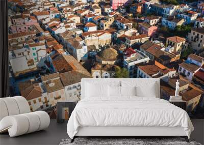 Old traditional church and streets of Nafplion, Greece, Peloponnese aerial view of the city Wall mural