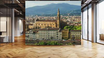 Tower of palazzo vecchio in florence top view to roofs old town Wall mural