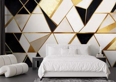 white black gold elegant abstract geometric presentation Wall mural