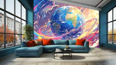 background with globe Wall mural