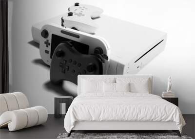 modern white joysticks with video game console and portable game console right view 3d render on whi Wall mural