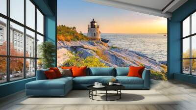 Castle Hill Lighthouse, Newport Rhode Island beautiful scenic New England landscape Wall mural