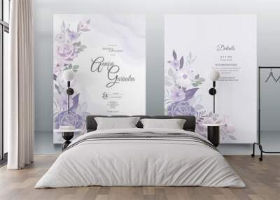 Beautiful floral frame wedding invitation card template Premium Vector Wall mural