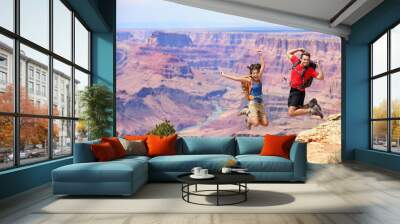 happy people jumping in grand canyon Wall mural