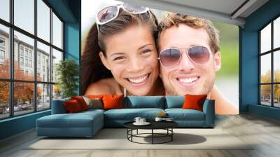 Happy young beach couple closeup portrait Wall mural