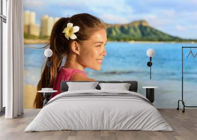 Hawaiian beach woman on Waikiki - beautiful girl Wall mural