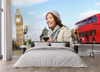 London tourist woman sightseeing taking pictures Wall mural