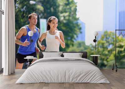 Runners jogging in New York City Central Park, USA Wall mural