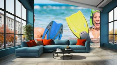 Snorkel vacation fun people swimming in ocean beach travel panorama banner lifestyle. Wall mural