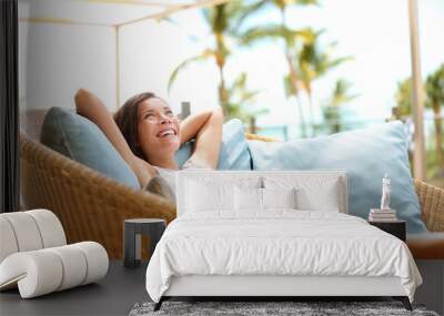 sofa woman relaxing enjoying luxury lifestyle Wall mural