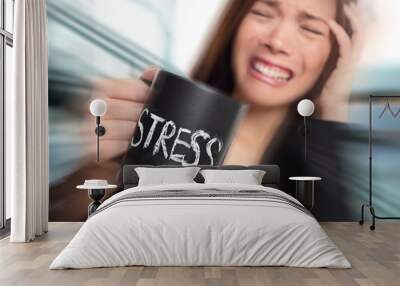 Stress - business person stressed at office Wall mural