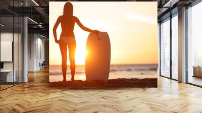 Water sport bodyboarding surfer woman beach travel Wall mural