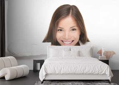 woman smiling showing white blank sign billboard Wall mural