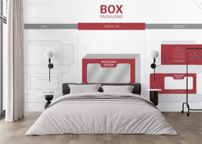 Box packaging and mockup die cut template Wall mural