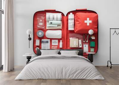 Concept of first aid kit, first aid kit supplies Wall mural