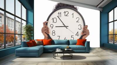 femme africaine tenant horloge Wall mural